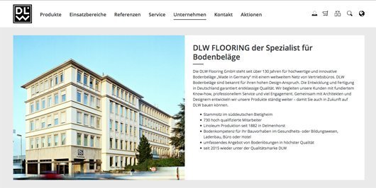 Der Stammsitz von DLW Flooring in Bietigheim-Bissingen. Screenshot: www.dlw.de